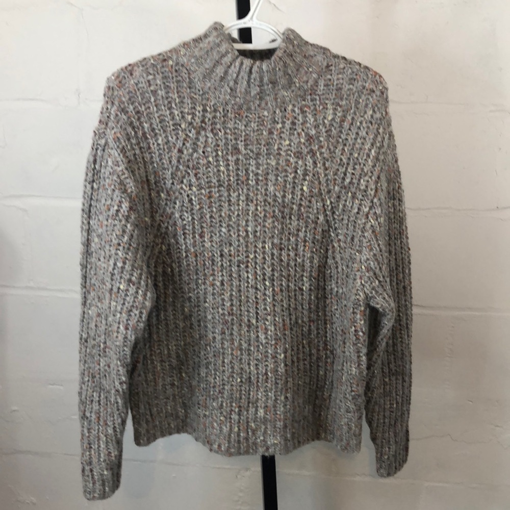 A New Day Mock Neck Chunky Sweater Size S Gray/Multicolor Fleck Long Sleeve NWT